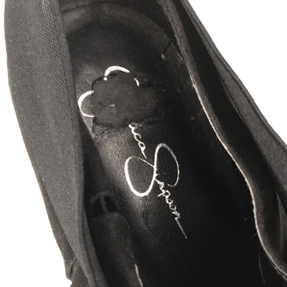 Jessica Simpson Leather Stretch Black‎ Leather Suede Platform Ankle Bootie 9.5 B - Picture 9 of 10